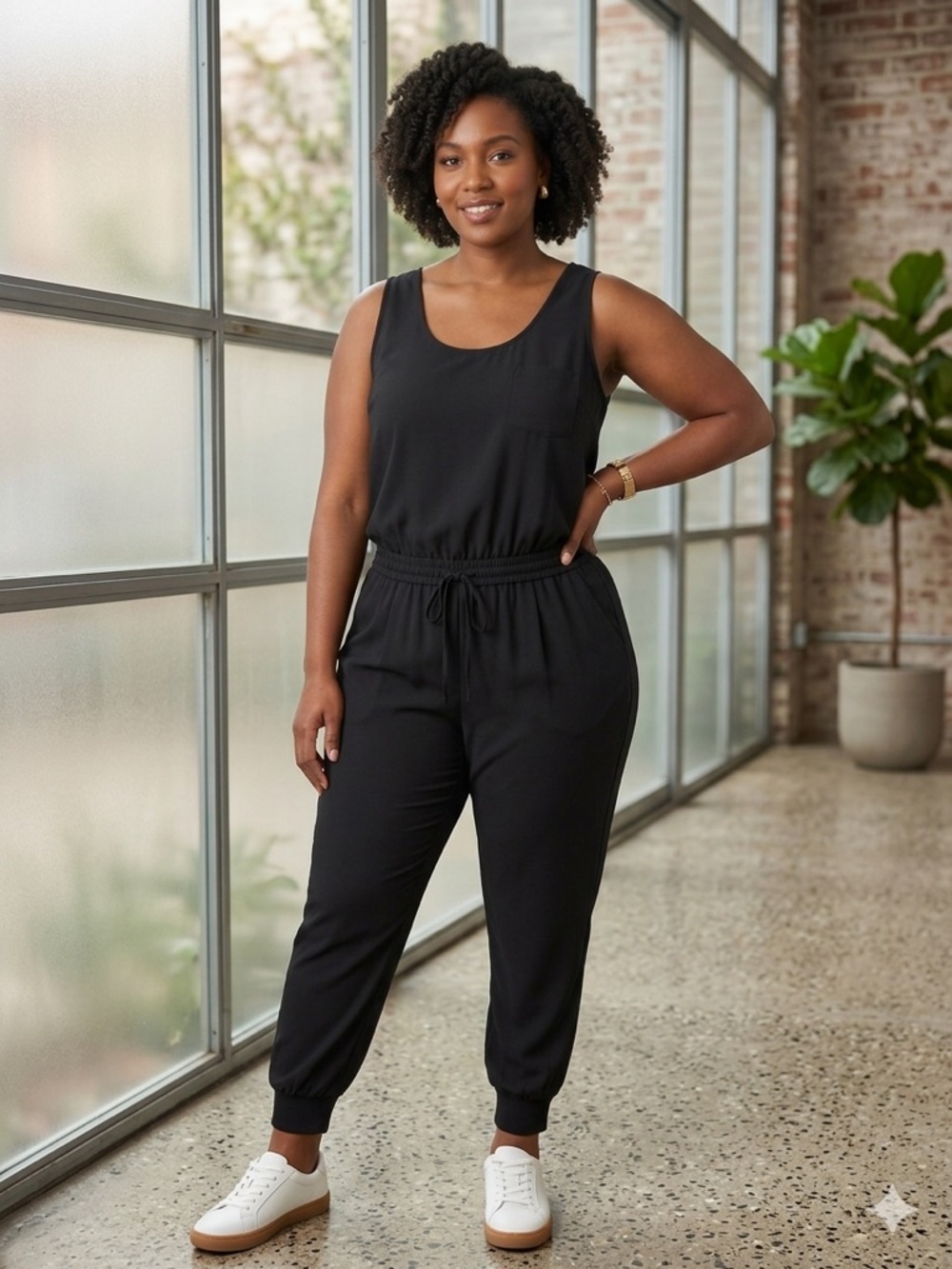 Joie Black Sleeveless Drawstring Jumpsuit